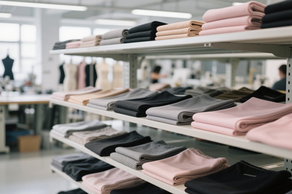 Sortierte elastische Materialien in einer Shapewear-Produktion